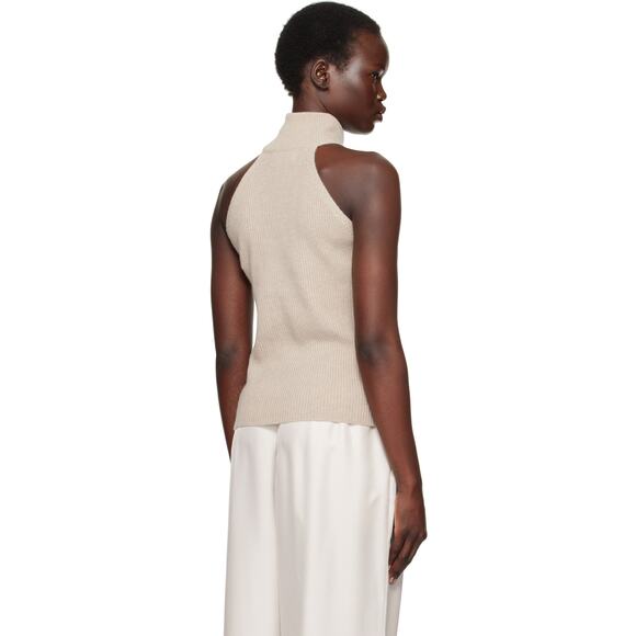 Lisa Yang Freya Organic Cashmere Turtleneck Tank Top - 0 Beige - Picture 3 of 5